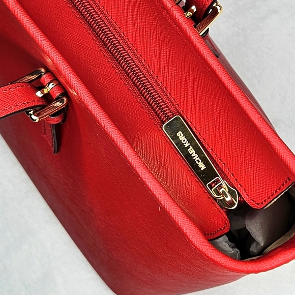 Michael Kors RED Leather Tote Bag Purse - Picture 10 of 11